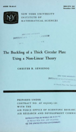 The buckling of a thick circular plate using a non-linear theory_cover