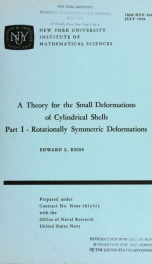 A theory for the small deformations of cylindrical shells: Part I- Rotationally symmetric deformations_cover