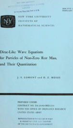 Dirac-like wave equations for particles of non-zero rest mass, and their quantization_cover