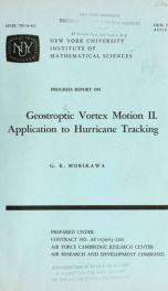 Progress report on geostrophic vortex motion. II: Application to hurricane tracking_cover