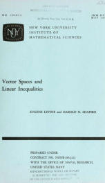 Vector spaces and linear inequalities_cover