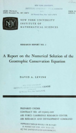 A report on the numerical solution of the geostrophic conservation equation_cover