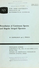 Perturbation of continuious spectra and singular integral operators_cover