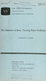 The solution of some turning point problems_cover