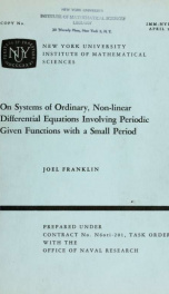On systems of ordinary, non-linear differential equations involving periodic goven functions with a small period_cover