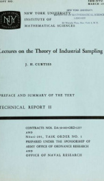 Lectures on the theory of industrial sampling; preface and summary of the text_cover