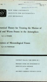 Dynamical theory for treating the motion of cold and warm fronts in the atmosphere_cover