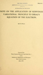A note on the application of Schwinger's variational principle to Dirac's variational principle to Dirac's equation of the electron_cover