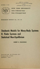 Stochastic models for many-body systems. II: Finite systems and statistical non-equilibrium_cover