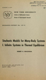 Stochastic models for many-body systems. I: Infinite systems in thermal equilibrium_cover