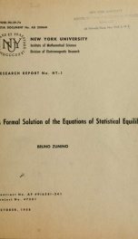 A formal solution of the equations of statistical equilibrium_cover