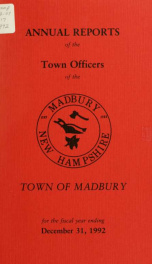 Receipts and expenditures of the Town of Madbury 1992_cover