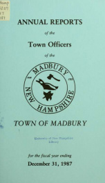 Receipts and expenditures of the Town of Madbury 1987_cover