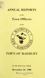 Receipts and expenditures of the Town of Madbury 1986_cover