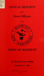 Receipts and expenditures of the Town of Madbury 1985_cover