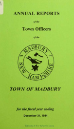 Receipts and expenditures of the Town of Madbury 1984_cover