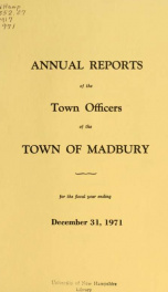 Receipts and expenditures of the Town of Madbury 1971_cover