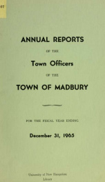 Receipts and expenditures of the Town of Madbury 1965_cover