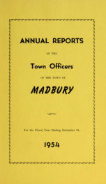 Receipts and expenditures of the Town of Madbury 1954_cover