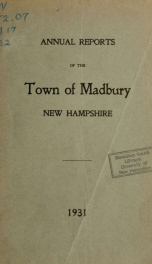 Receipts and expenditures of the Town of Madbury 1931_cover