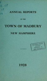 Receipts and expenditures of the Town of Madbury 1928_cover