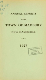 Receipts and expenditures of the Town of Madbury 1927_cover