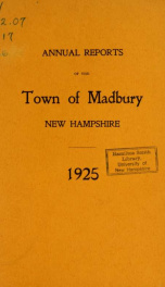 Receipts and expenditures of the Town of Madbury 1925_cover