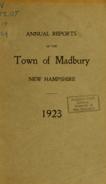 Receipts and expenditures of the Town of Madbury 1923_cover