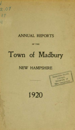 Receipts and expenditures of the Town of Madbury 1920_cover