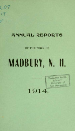 Receipts and expenditures of the Town of Madbury 1914_cover