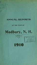 Receipts and expenditures of the Town of Madbury 1910_cover