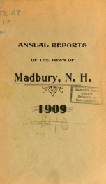 Receipts and expenditures of the Town of Madbury 1909_cover