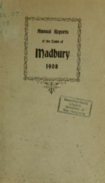 Receipts and expenditures of the Town of Madbury 1908_cover