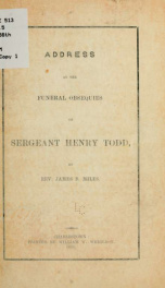 Address at the funeral obesquies of Sergeant Henry Todd_cover