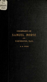 Descendants of Samuel Morse of Worthington, Massachusetts_cover