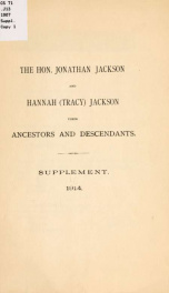 The Hon. Jonathan Jackson and Hannah (Tracy) Jackson, their ancestors and descendants 1_cover