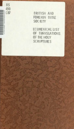 Ecumenical list of translations of the Holy Scriptures, classified according to geographical and linguistic considerations up to the year 1900_cover