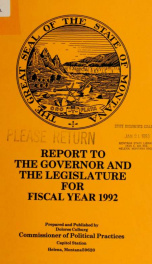 Report to the Governor and the Legislature for fiscal year .. 1992_cover