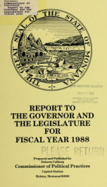 Report to the Governor and the Legislature for fiscal year .. 1988_cover
