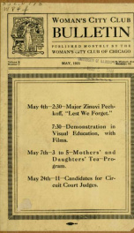 Woman's City Club bulletin 10 (1921:May - 1922:Apr.)_cover