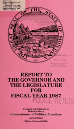 Report to the Governor and the Legislature for fiscal year .. 1987_cover