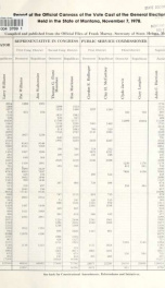 Report of the official canvass by County of votes cast at the general election, held in the State of Montana ... (exclusive of votes cast for members of the legislature) 1978_cover