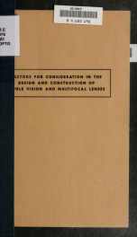 Factors for consideration in the design and construction of single vision and multifocal lenses_cover