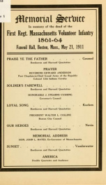 Memorial service in memory of the dead of the First regt. Massachusetts volunteer infantry, 1861-64 2_cover