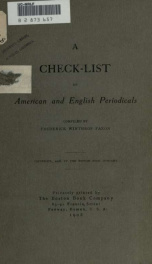 A check-list of American and English periodicals_cover