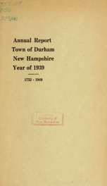 Receipts and expenditures of the town of Durham for the year ending . 1939/1940_cover