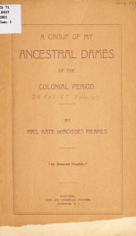 A group of my ancestral dames of the colonial period_cover