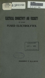 Electrical conductivity and viscosity of some fused electrolytes_cover