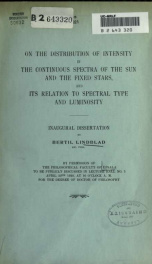 On the distribution of intensity in the continuous spectra of the sun and the fixed stars, and its relation to spectral type and luminosity_cover