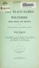 The place-names of Wiltshire, their origin and history_cover